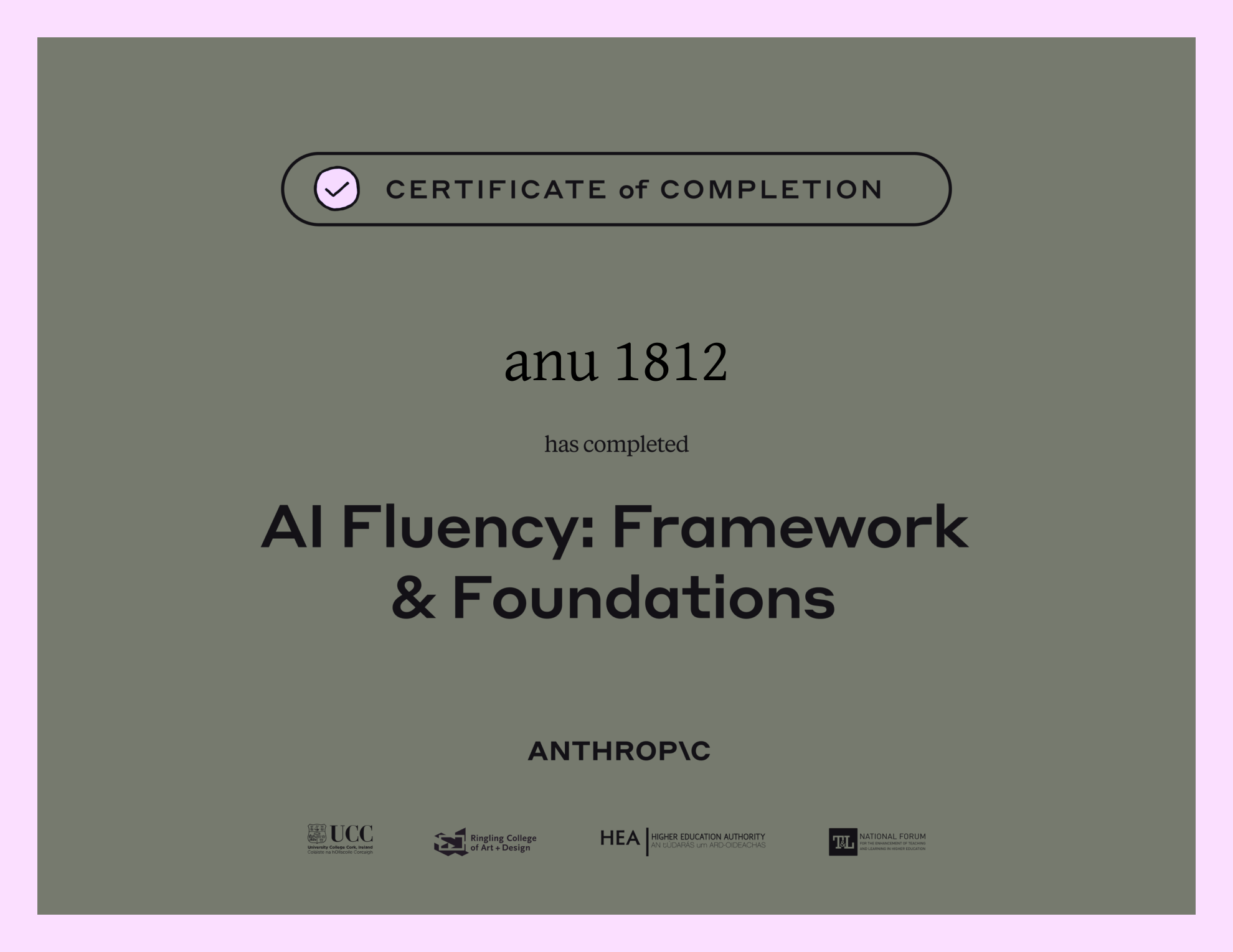 Claude AI Fluency - Frameworks and Foundations Certificate