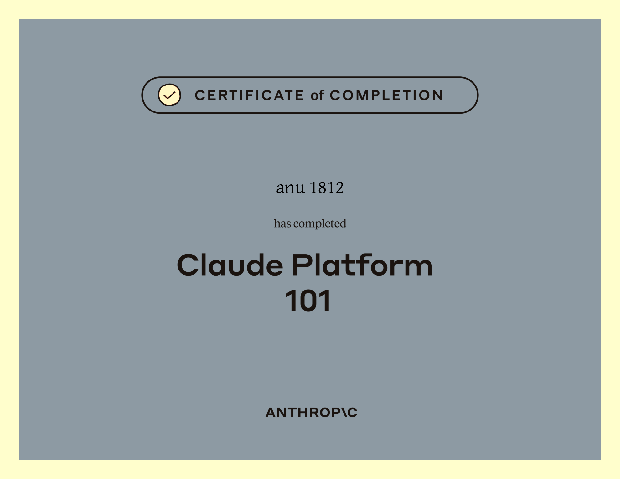 Claude Platform 101 Certificate